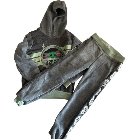 STAR WARS Big Boys' Hoodie and Pants Set Size 7 Grey/Green - Picture 2 of 12